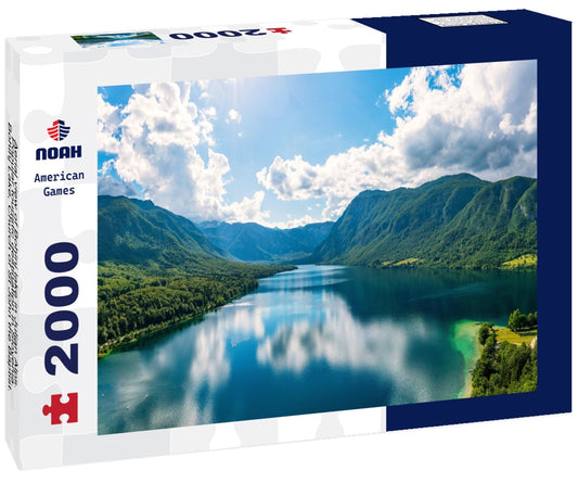 Noah Jigsaw Puzzle Aerial view of Bohinj lake in Julian Alps. Popular touristic destination in Slovenia. Bohinj Lake, Church of St John the Baptist. Triglav National Park, Julian Alps, Slovenia 2000 pieces