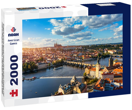 Noah Jigsaw Puzzle Prague scenic spring aerial view of the Prague Old Town pier architecture Charles Bridge over Vltava river in Prague, Czechia. Old Town of Prague with the Castle in the background, Czech Republic 2000 pieces