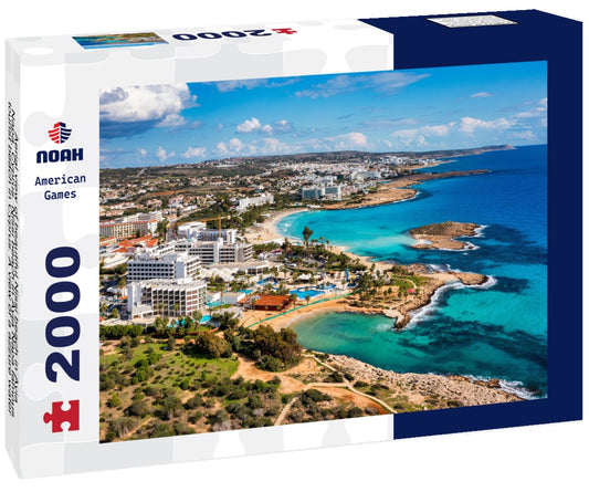 Noah Jigsaw Puzzle Aerial view of beautiful Nissi beach in Ayia Napa, Cyprus. Nissi beach in Ayia Napa famous tourist beach in Cyprus. A view of a azzure water and Nissi beach in Aiya Napa, Cyprus 2000 pieces