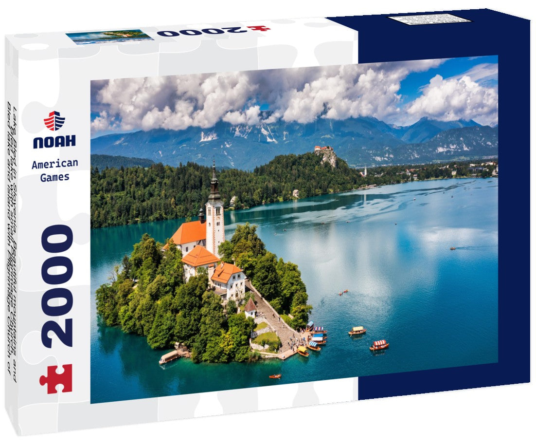Noah Jigsaw Puzzle Lake Bled in Slovenia. Beautiful mountains and Bled lake with small Pilgrimage Church. Bled lake and island with Pilgrimage Church of the Assumption of Maria. Bled, Slovenia, Europe 2000 pieces