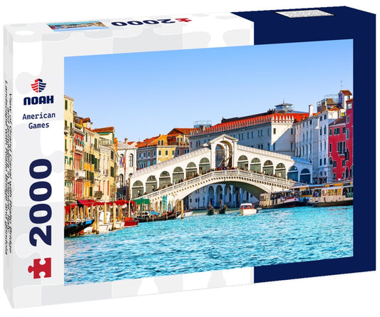 Noah Jigsaw Puzzle View of Grand Canal with Rialto Bridge and gondoliers in Venice, Italy. Landscape with Rialto Bridge and gondola on the Grand Canal in Venice, Italy 2000 pieces