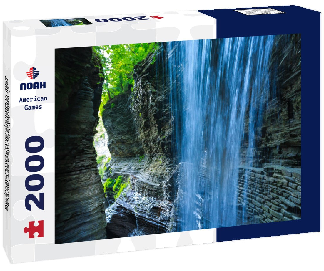 Noah Jigsaw Puzzle A waterfall falls into a pool among rock formations at Watkins Glen State Park in Pennsylvania, showcasing the power and beauty of nature, USA 2000 pieces