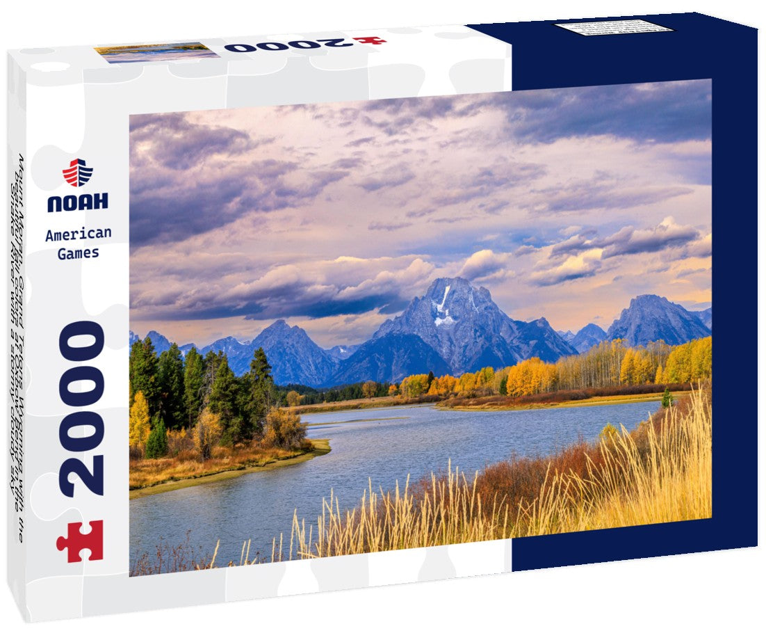 Noah Jigsaw Puzzle Mount Moran, Grand Tetons Wyoming with the beautiful fall colors at Oxbow Bend in the Snake River with a stormy cloudy sky 2000 pieces