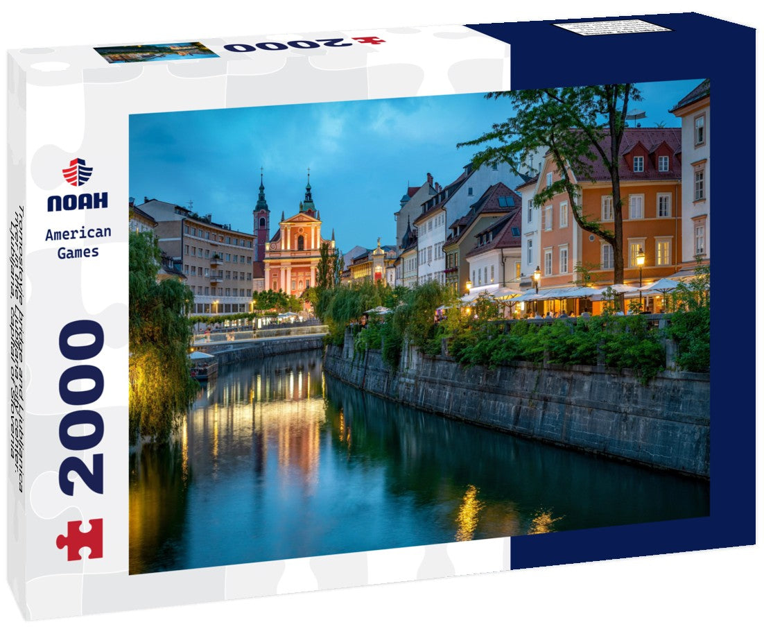 Noah Jigsaw Puzzle Tromostovje bridge and Ljubljanica river in the Ljubljana city center. Ljubljana, capital of Slovenia 2000 pieces