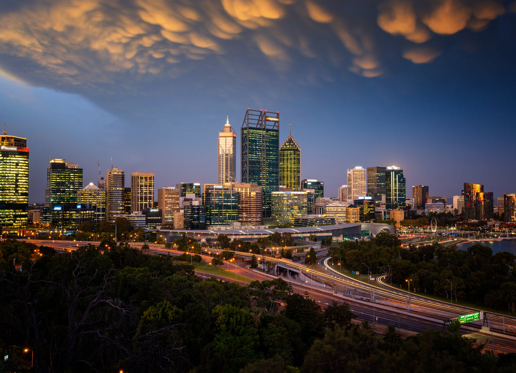 skyline of Perth with city central business district