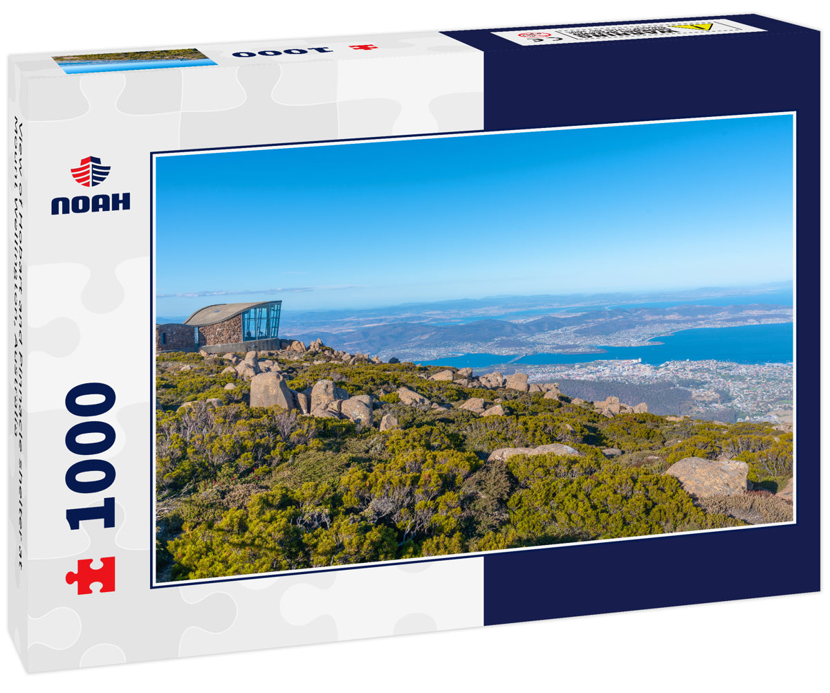 View of Hobart and Pinnacle shelter at Mount Wellington, Australia