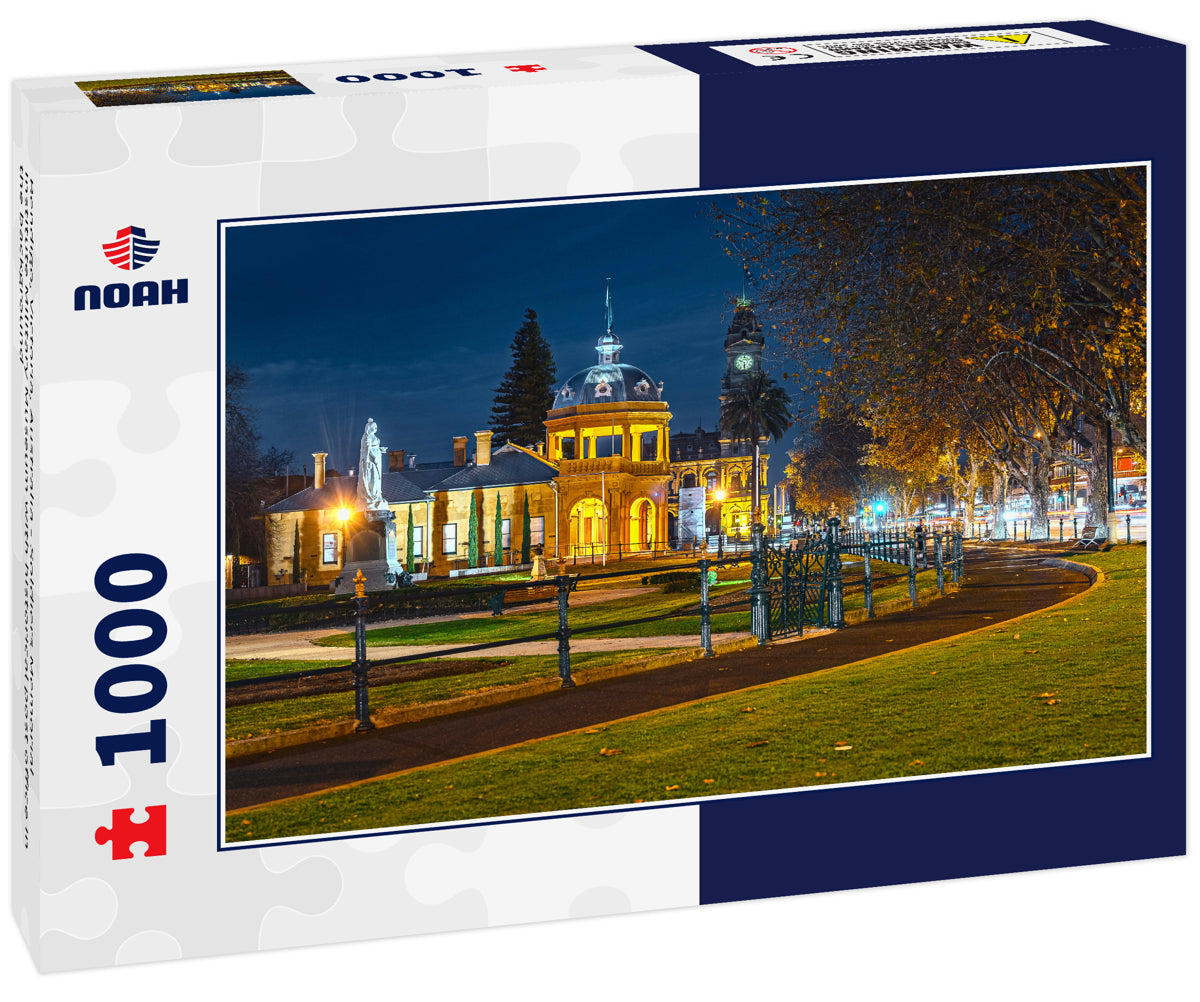 Bendigo, Victoria, Australia - Soldiers Memorial Institute Military Museum with historical post office in the background