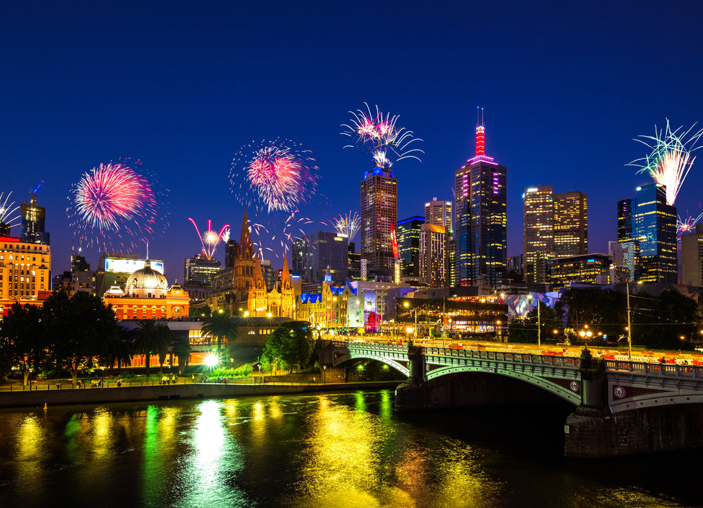 new year firework show in Melbourne, Australia