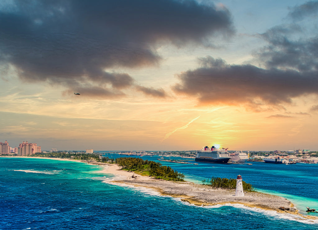 Lighthouse on Point of land near Nassau on Grand Bahamas