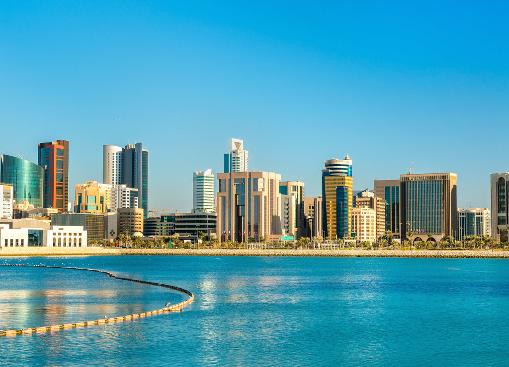 Skyline of Manama Central Business District. The Kingdom of Bahrain