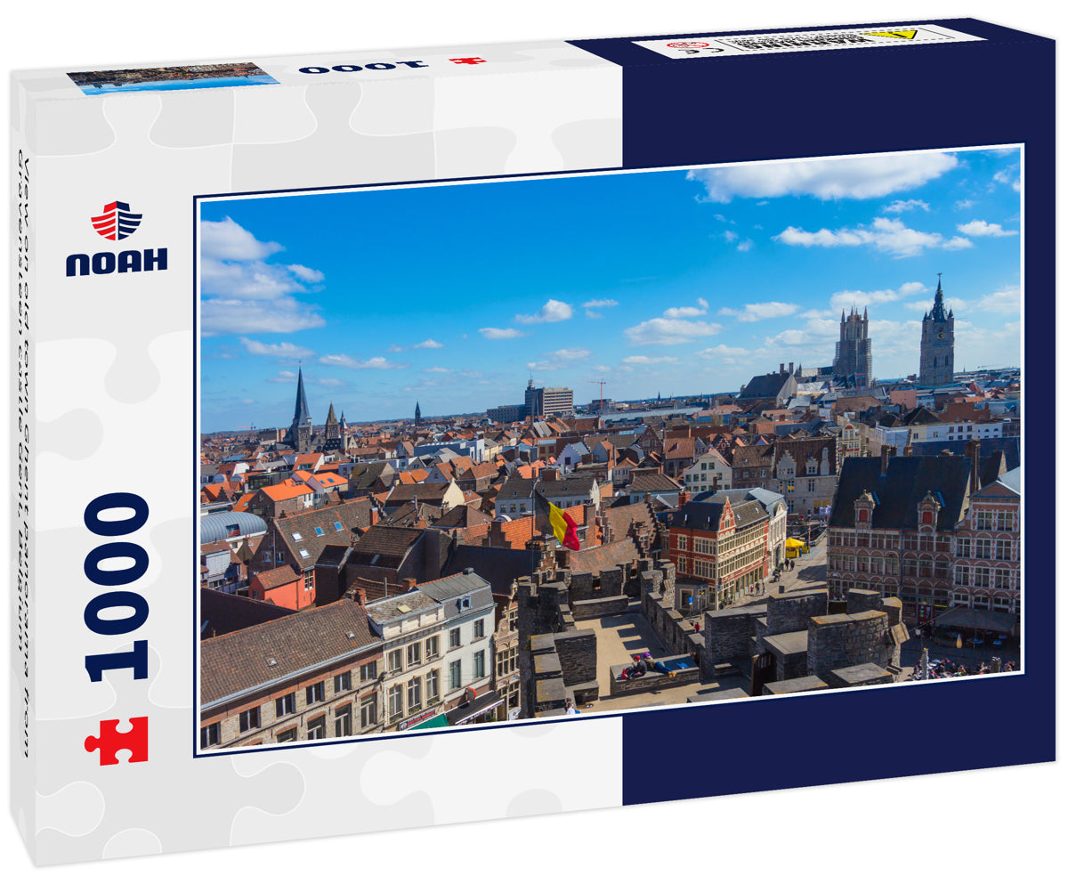 View on old town Ghent panorama from Gravensteen castle Gent, Belgium