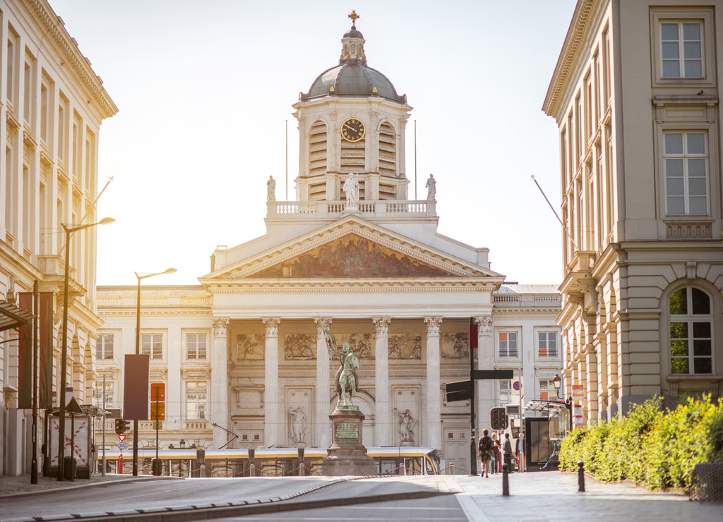 Morning view on the church of Saint-Jacob on the Royal square in Brussels