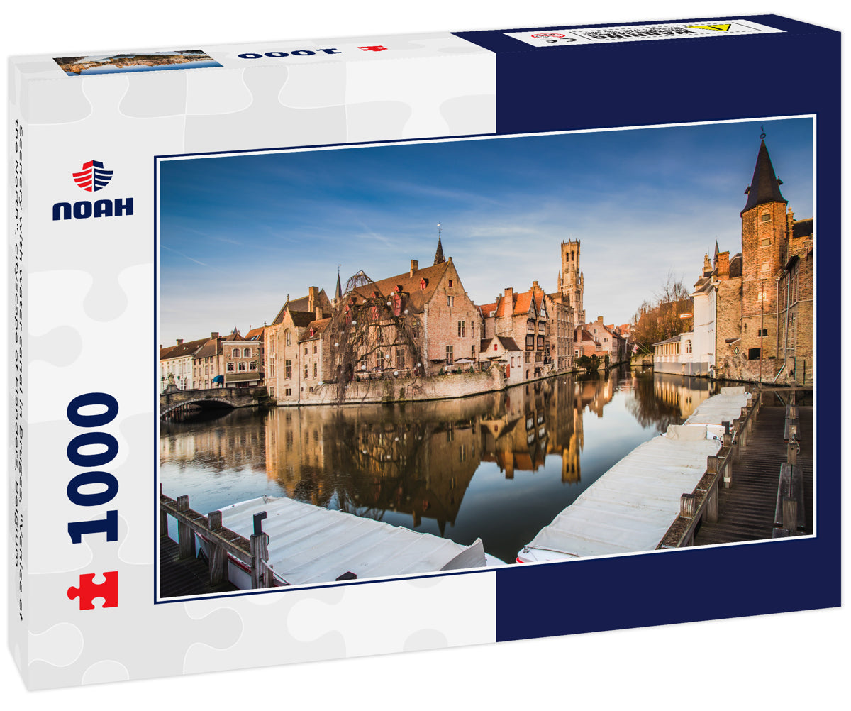 Scenery with water canal in Bruges, "Venice of the North", cityscape of Flanders, Belgium