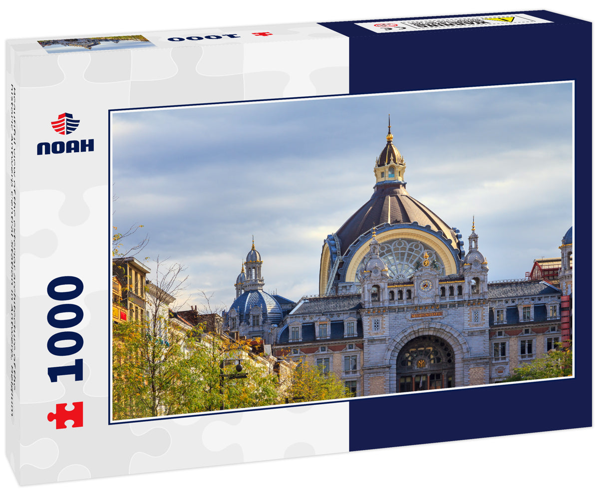 Beautiful view of the exterior architecture of the historic Antwerp Central Station in Antwerp, Belgium