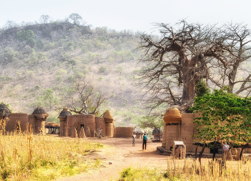Traditional mud an clay housing of the Tata Somba tribe of nothern Benin and Togo, Africa