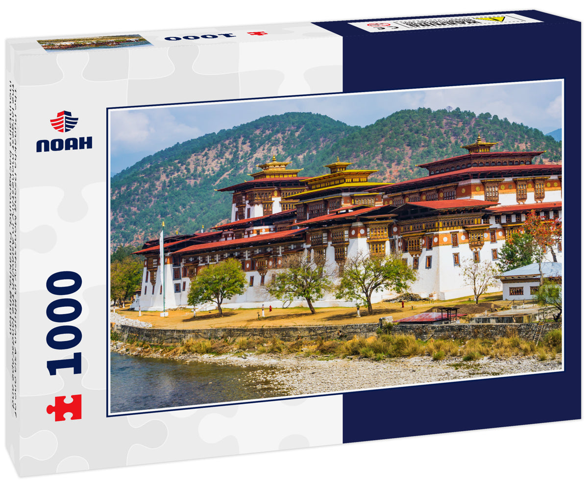 The Punakha Dzong Monastery in Bhutan Asia one of the largest monestary in Asiawith the landscape and mountains background, Punakha,Bhutan