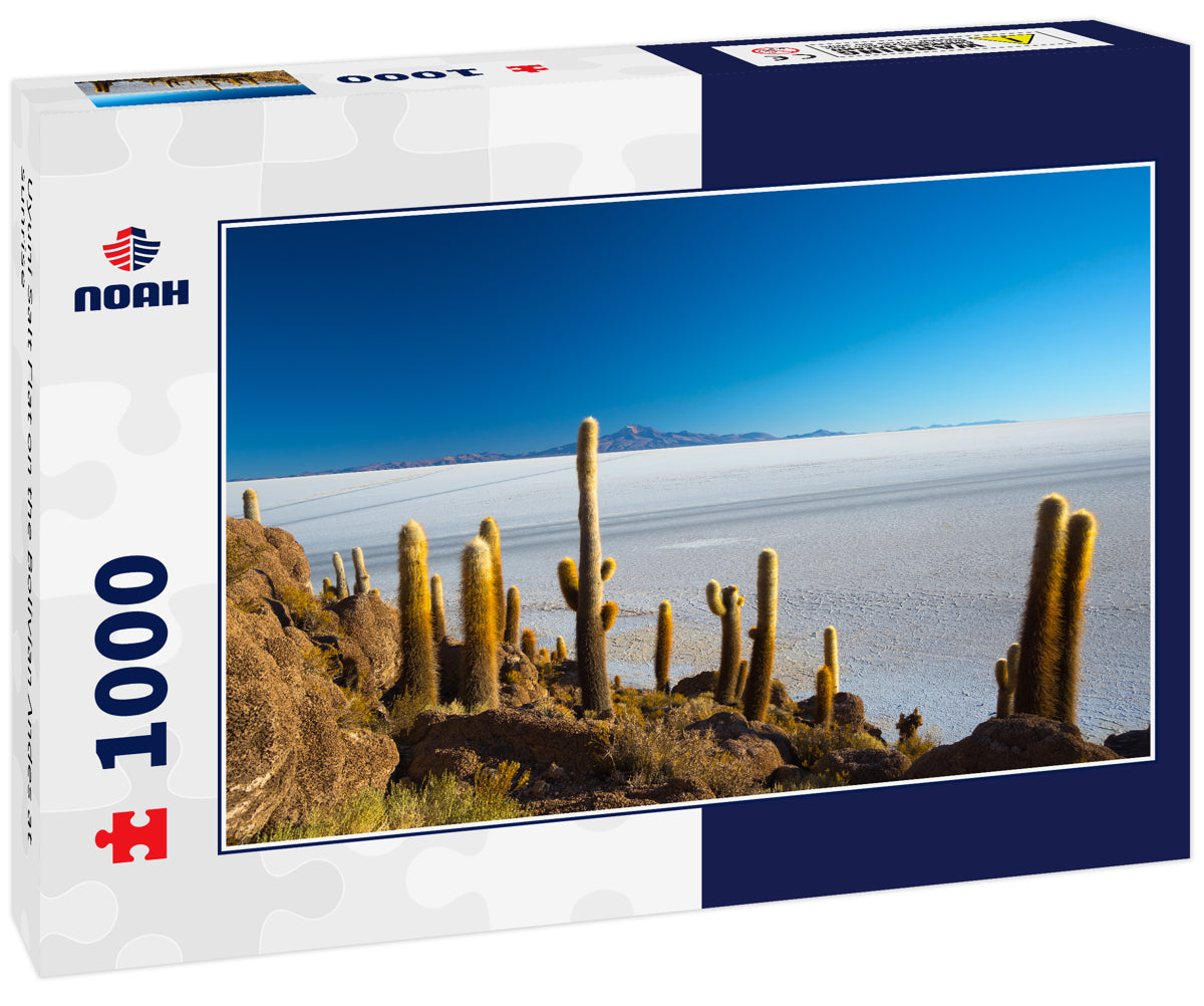 Uyuni Salt Flat on the Bolivian Andes at sunrise