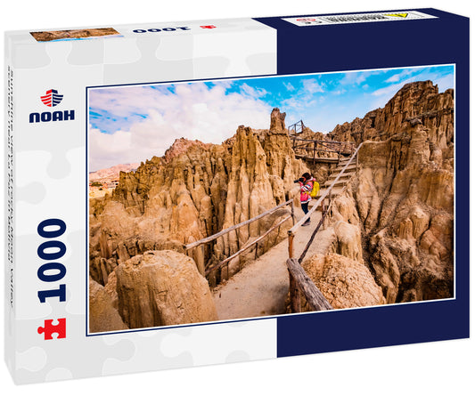 Sunshine view of rocky Moon Valley scenery near La Paz in Bolivia