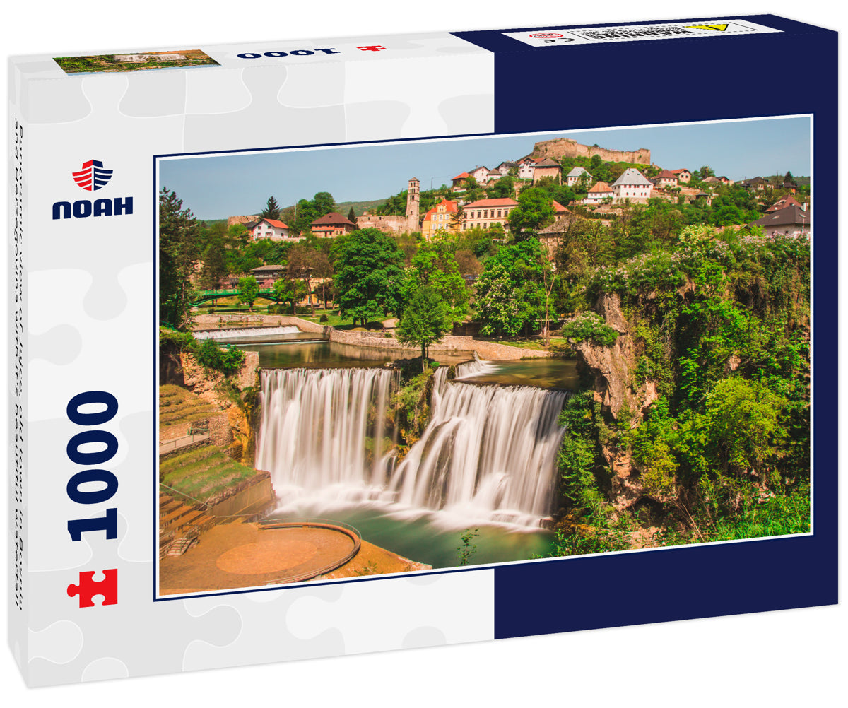 Panoramic view of Jajce, old town in Bosnia and Herzegovina with it's beautiful waterfall