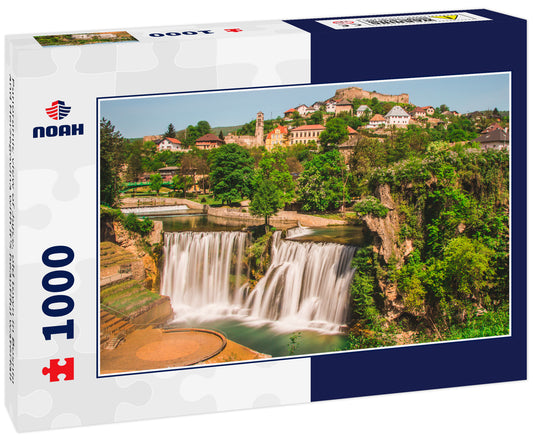 Panoramic view of Jajce, old town in Bosnia and Herzegovina with it's beautiful waterfall
