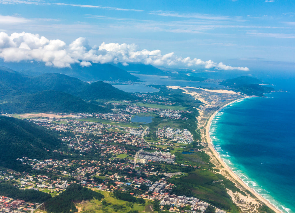 town of Florianapolis with beach and mountains