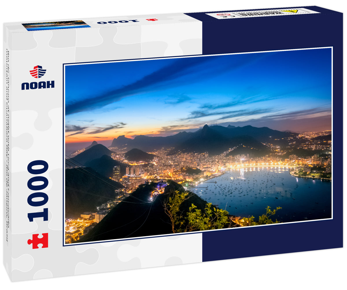 Rio de Janeiro at night with Urca and Corcovado mountain and Guanabara Bay - Rio de Janeiro, Brazil