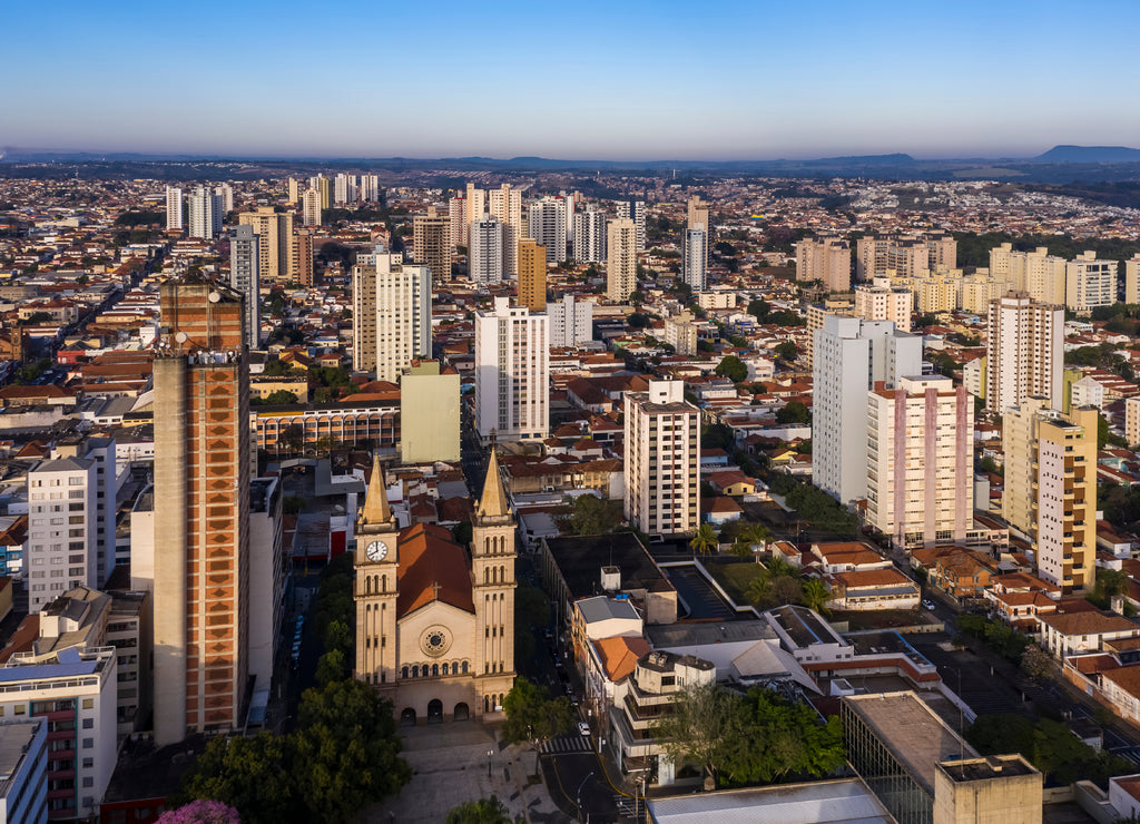Cathedral seen from the top in Piracicaba, Sao Paulo, Brazil