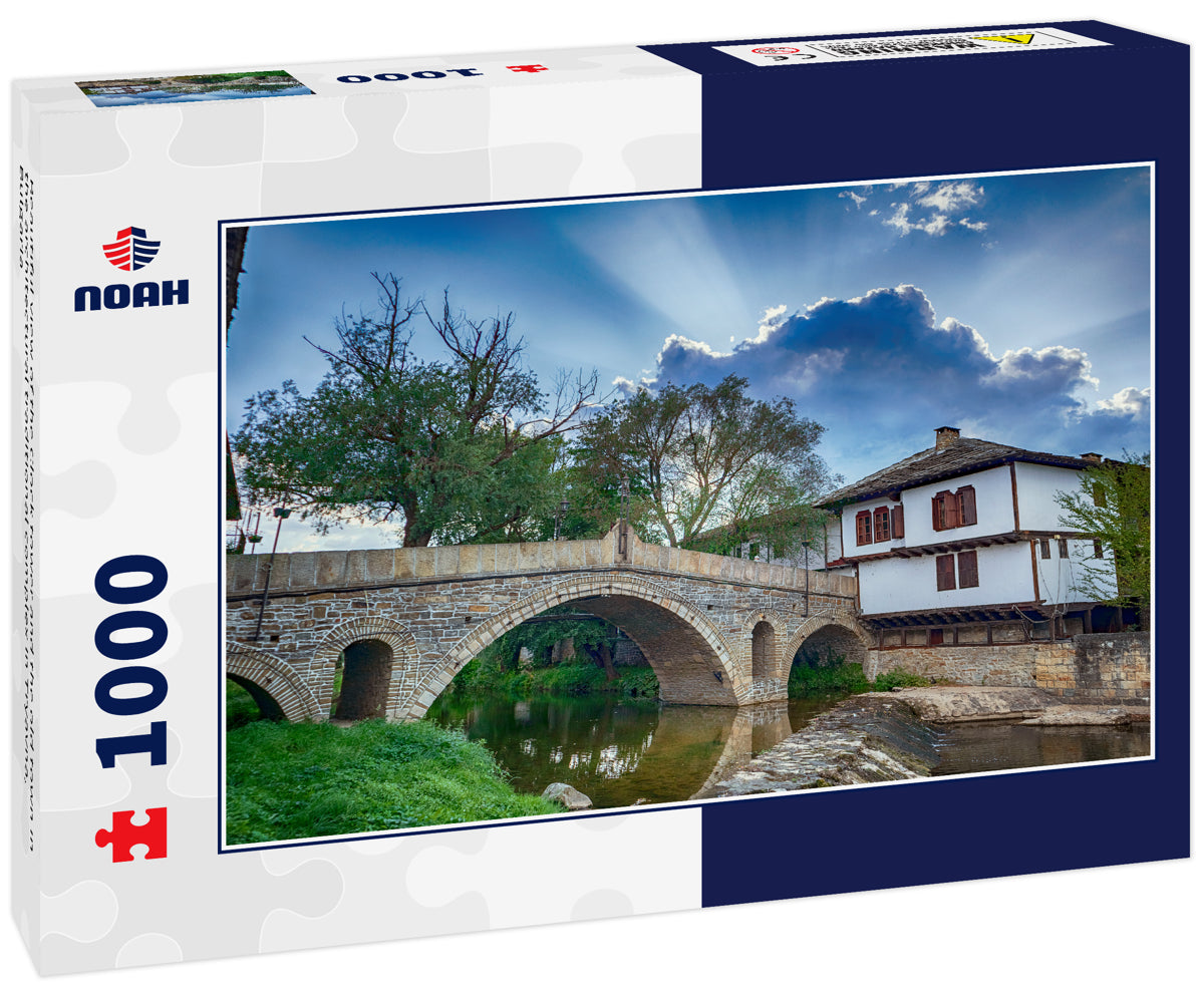 Beautiful view of the Clock tower and the old town in the architectural traditional complex in Tryavna, Bulgaria