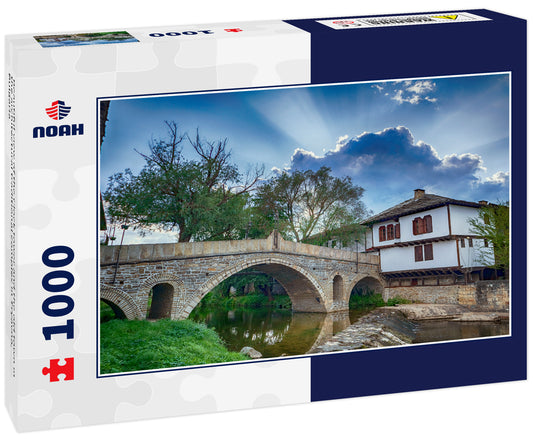 Beautiful view of the Clock tower and the old town in the architectural traditional complex in Tryavna, Bulgaria