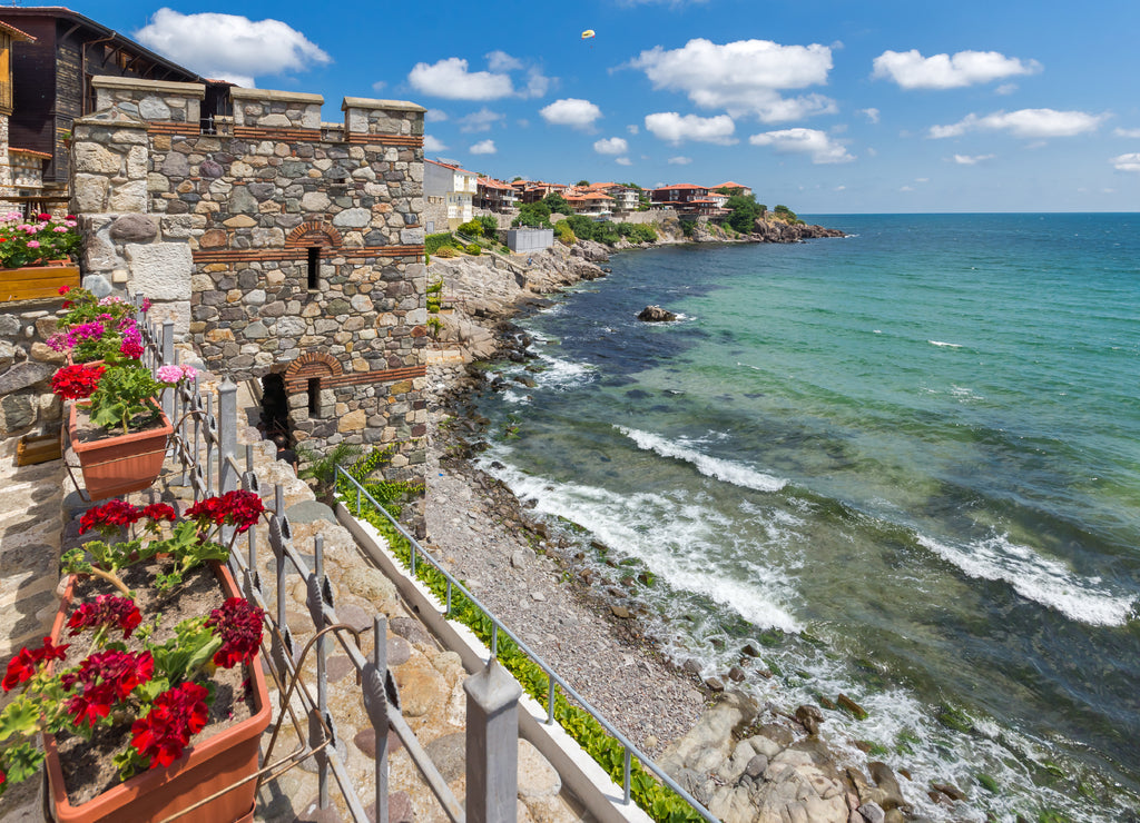 Ancient fortifications in old town of Sozopol, Bulgaria