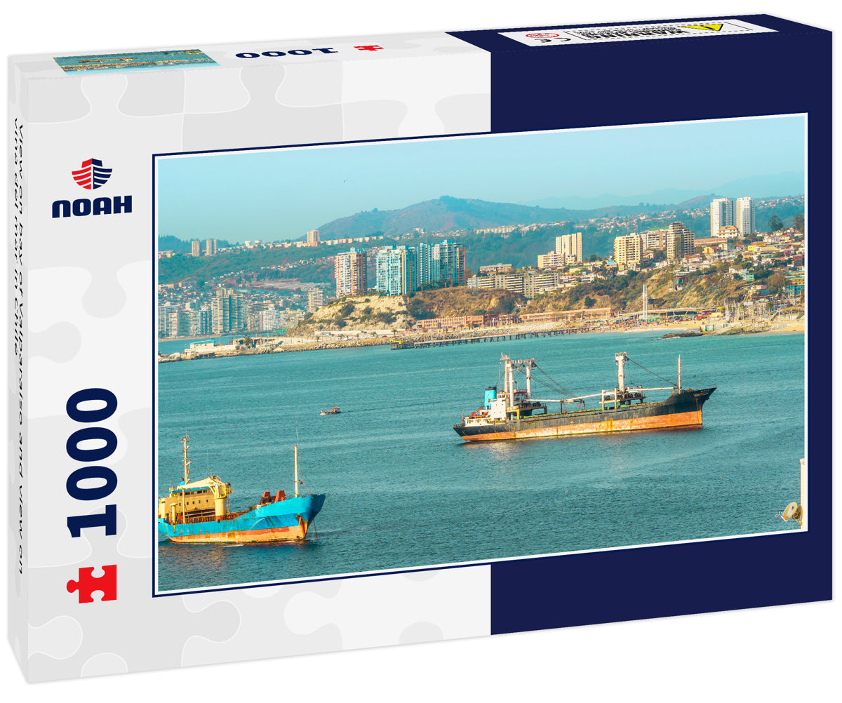 View on bay of Valparaiso and view on vina del mar in Chile