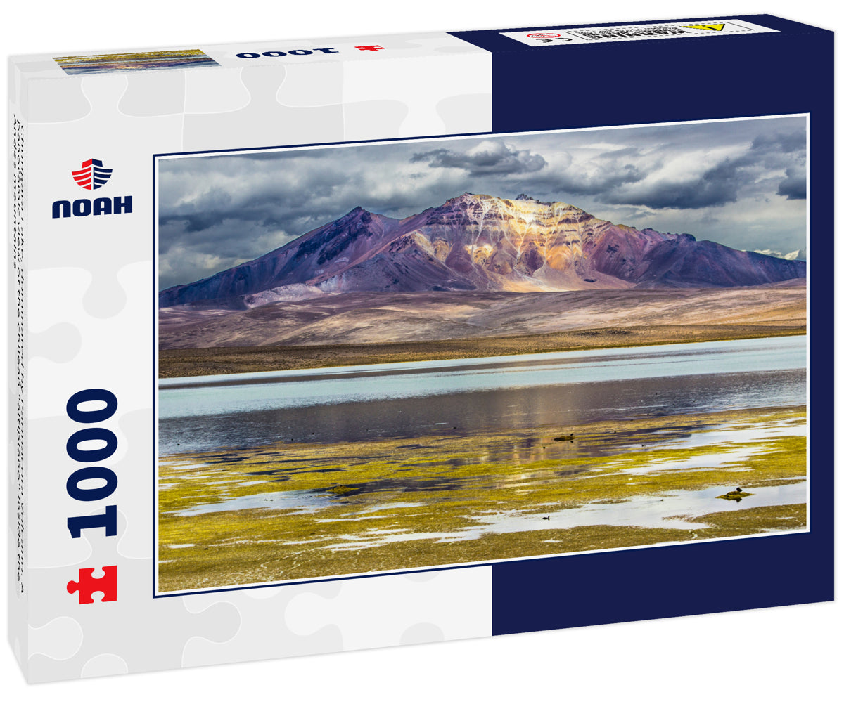 Chungara Lake, dominated by Parinacota Volcano. A panoramic view of the chilean "altiplano" inside the Andes mountains