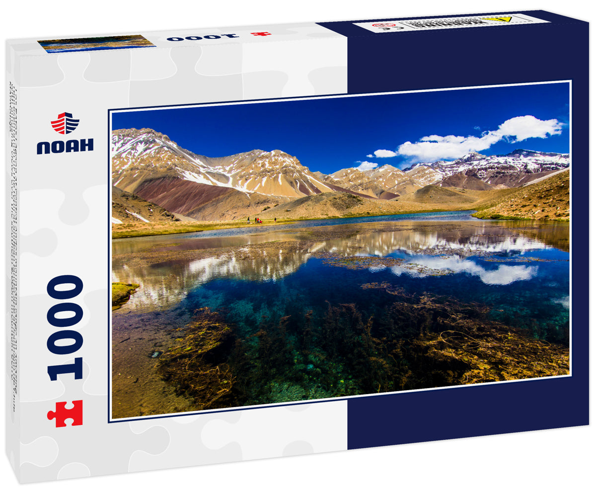 Los Patos Lagoon at Central Andes mountain range an amazing representation of the typical andean landscape at Santiago de Chile with amazing views over the southern 6,000m mountain Cerro Marmolejo