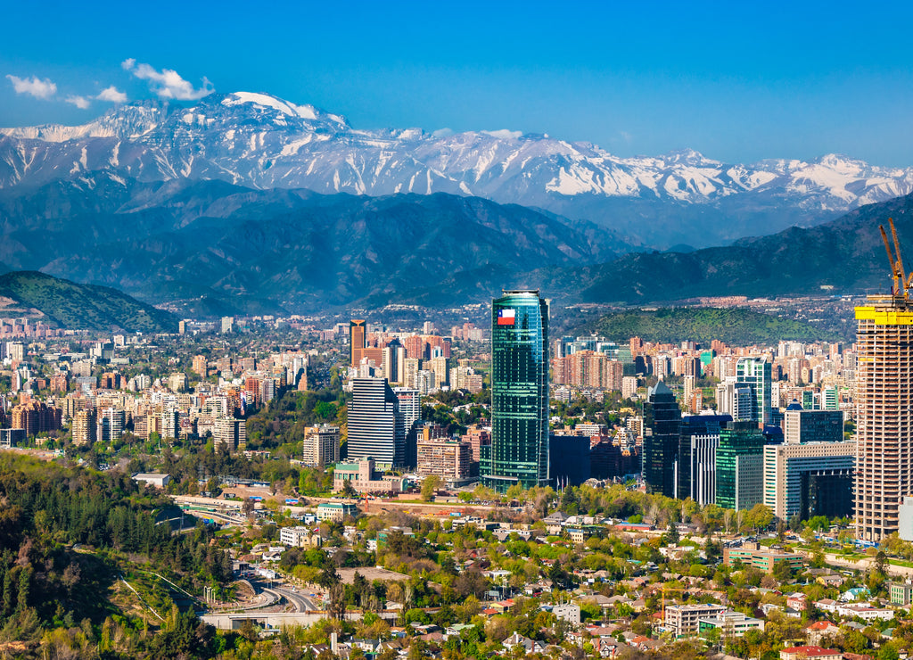 Aerial city view of Santiago of Chile