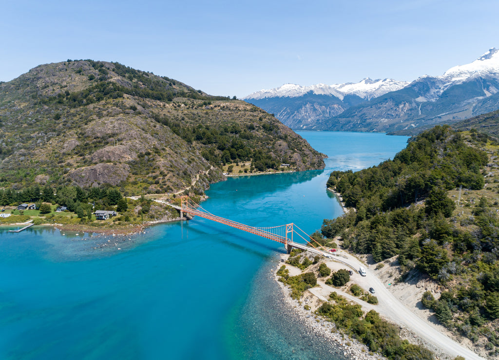 General Carrera bridge, Bertrand Lake and General Carrera Lake - Chile Chico, Aysén, Chile