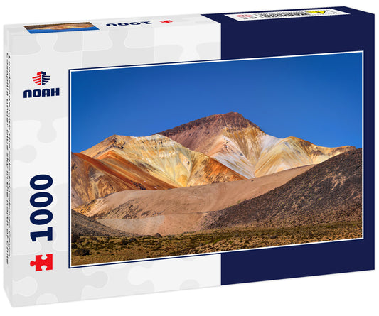 Landscape with the colorful volcano Cerro Cosapilla under blue sky in the north of Chile