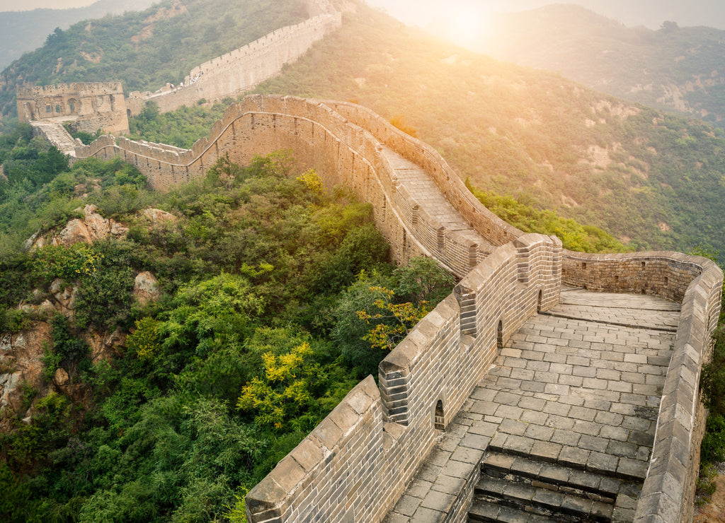 Great wall under sunshine during sunset, in Beijing, China
