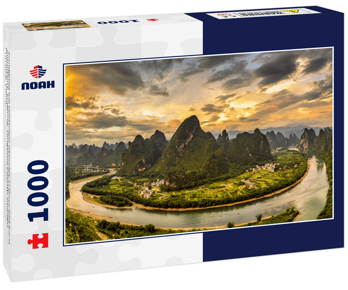 Xianggong hill landscape of Guilin, Li River and Karst mountains. Xingping, Yangshuo County, Guangxi Province, China