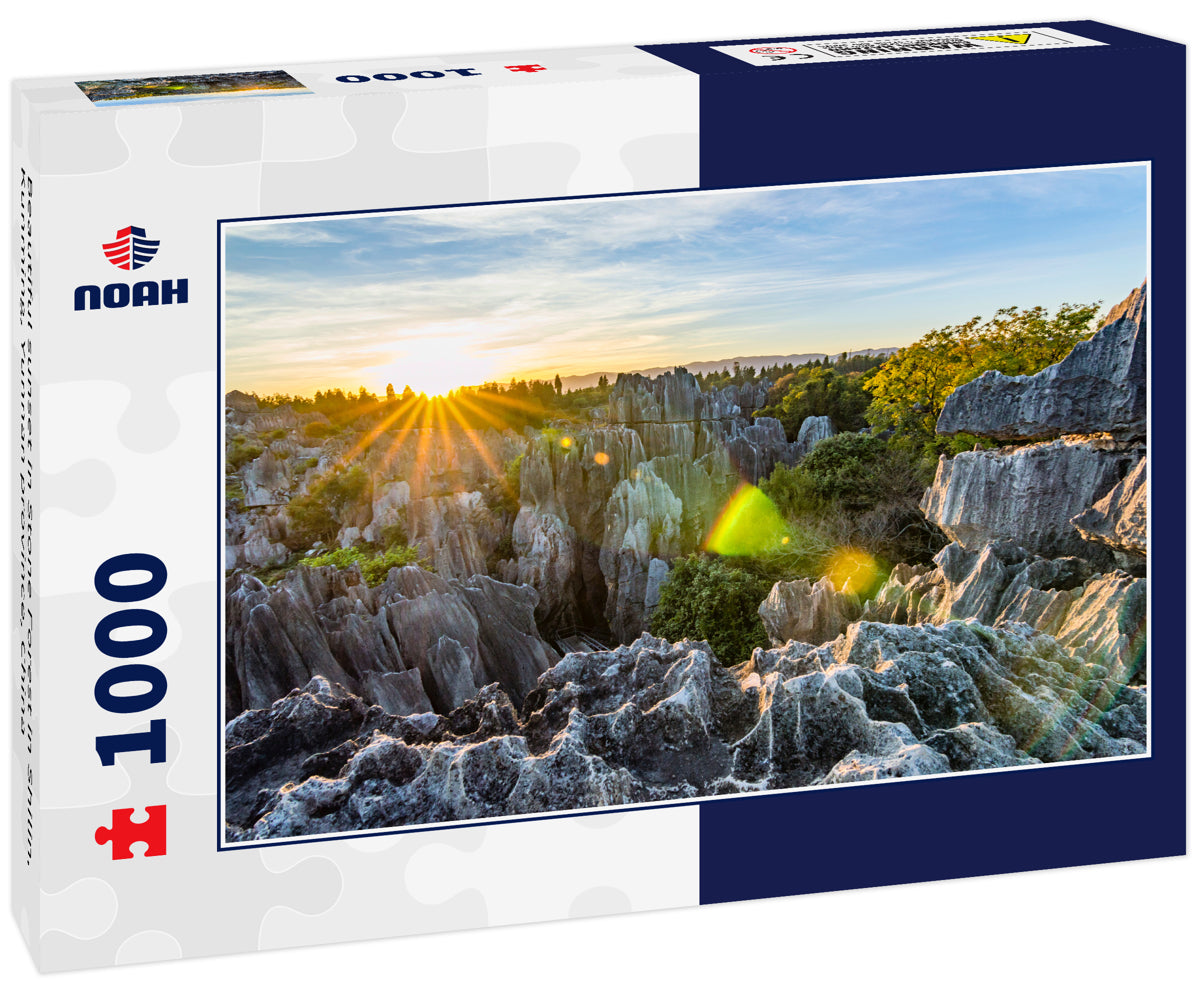 Beautiful sunset in Stone Forest in Shilin, Kunming, Yunnan province, China