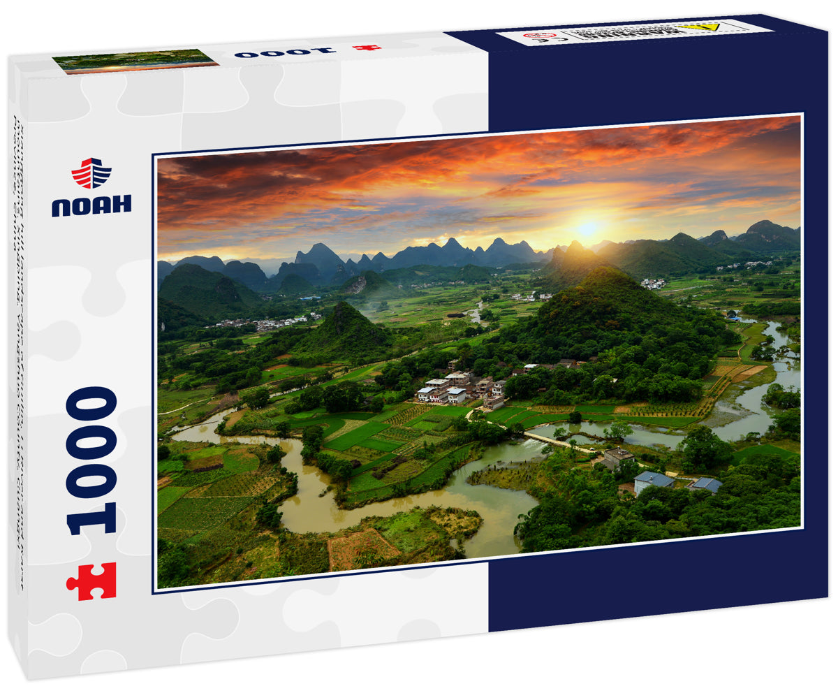 Xianggong hill landscape of Guilin, Li River and Karst mountains. Xingping, Yangshuo County, Guangxi Province, China