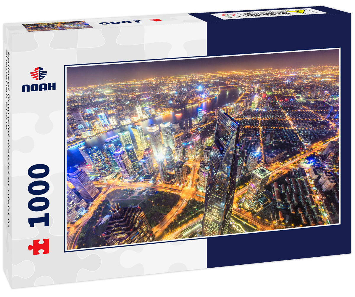 Lujiazui financial district at night in Shanghai, China