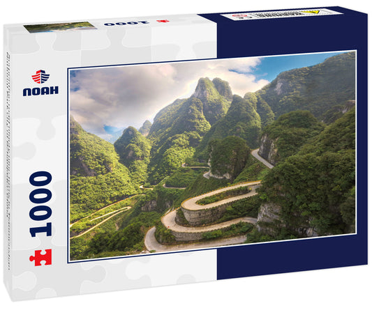 Serpentine road ninety nine turns in Tianmenshan National Park city of Dzhanjadce China