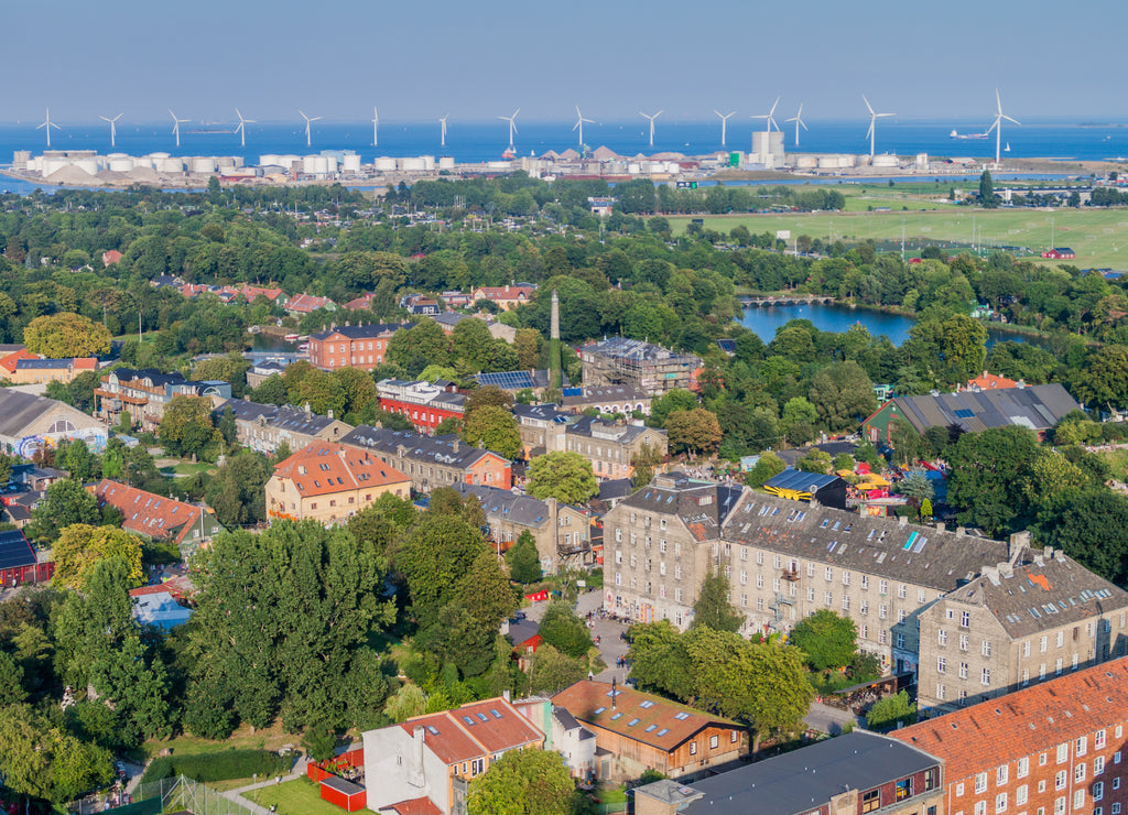 Aerial view of Freetown Christiania in Copenhagen, Denmark