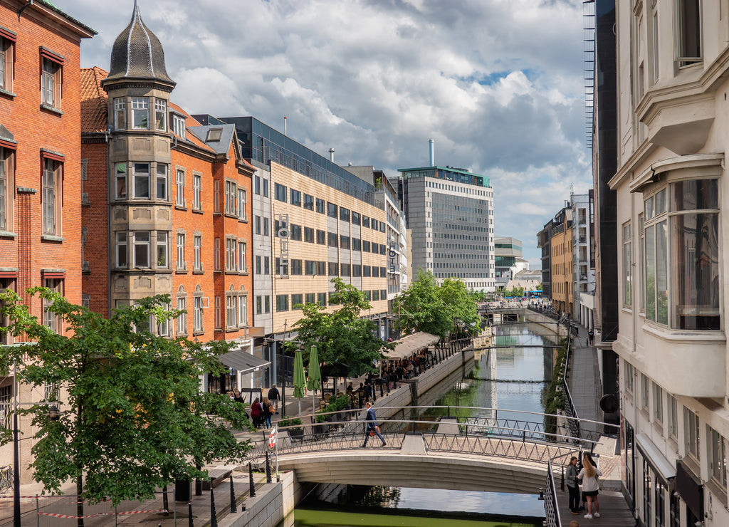 Aarhus river running through the city center, Denmark