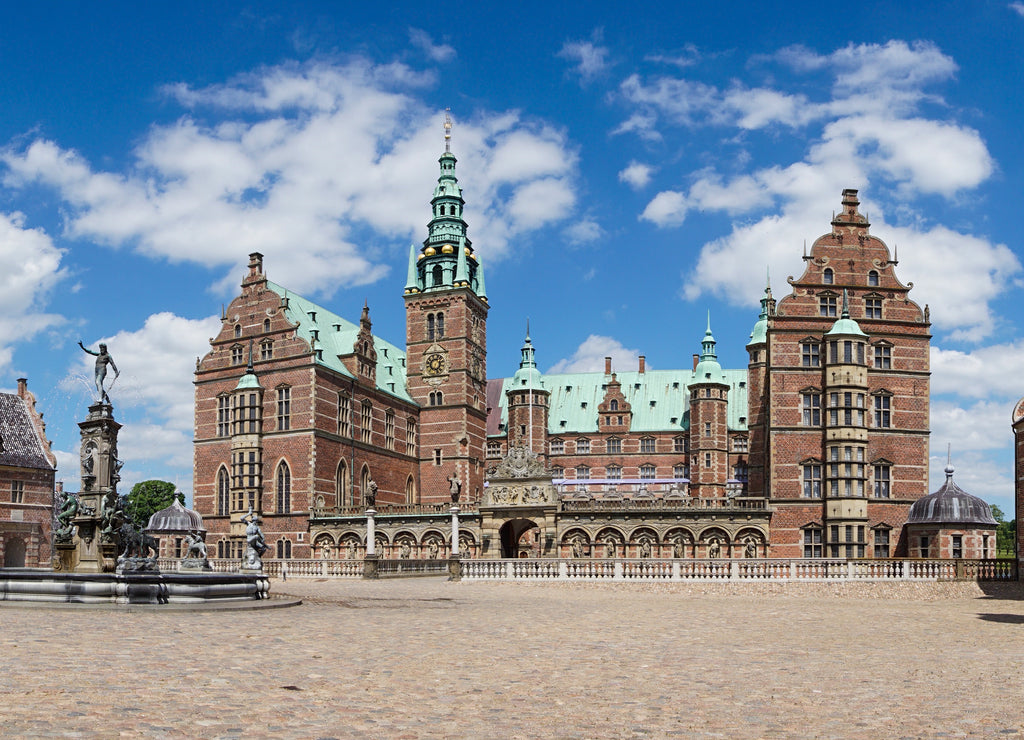 panorama view of the Frederiksborg Castle in Hillerod on a beautiful summer day