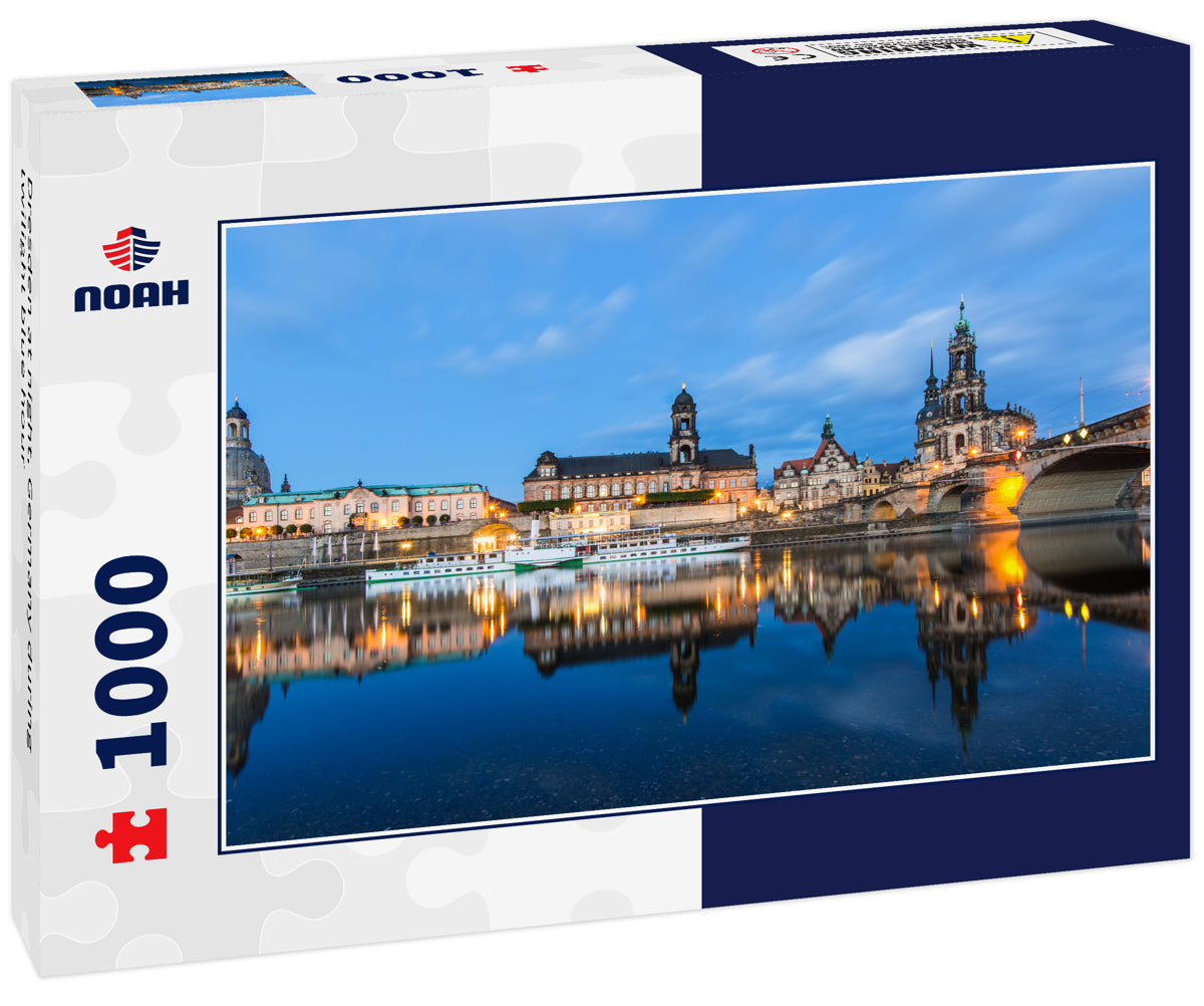 Dresden at night, Germany during twilight blue hour