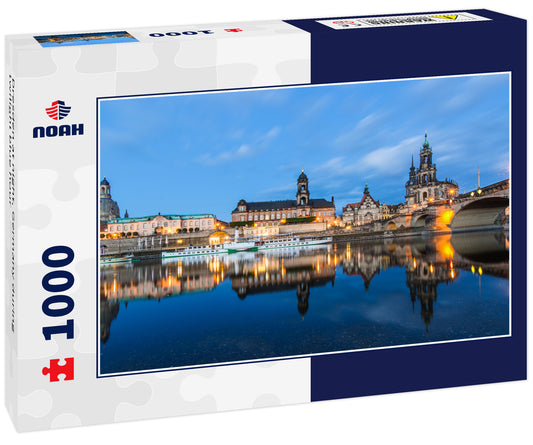 Dresden at night, Germany during twilight blue hour