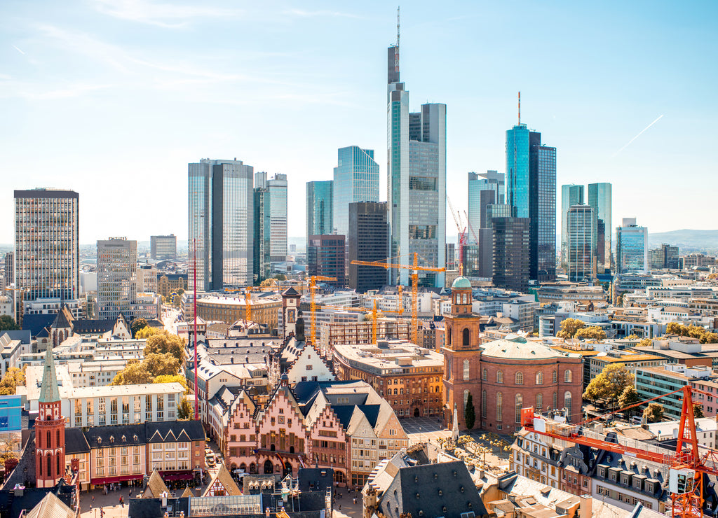 Frankfurt city with financial district during the day in Germany