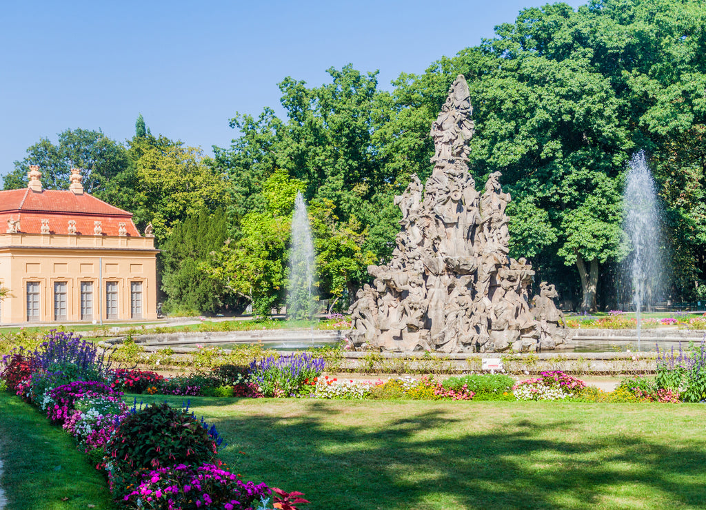 Fountain at the Palace Garden (Schlossgarten) in Erlangen, Germany