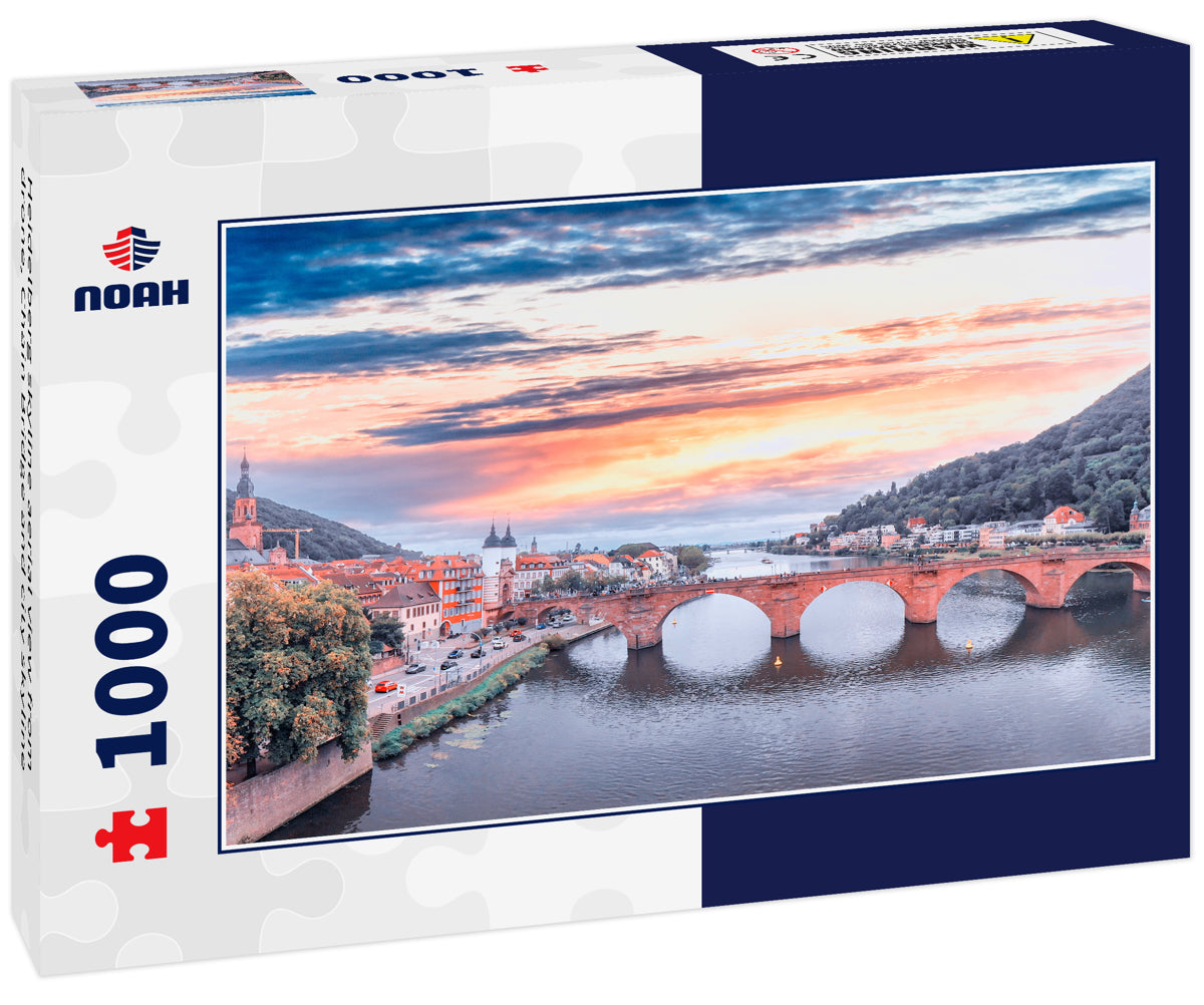 Heidelberg skyline aerial view from drone, Chain Bridge and city skyline